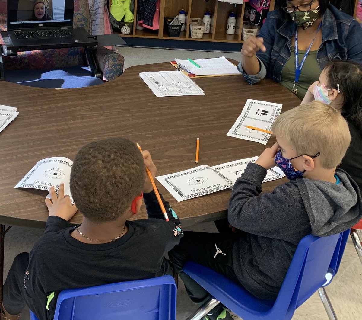 Shout out to <a href="/MissEmmaWade/">Ms.Wade</a> for rocking her first day of virtually teaching in-seat kinders. Our kiddos were on task and learning their entire station time - way to go Ms. Wade! #WeBelieveinBRE #Kindergarten2020 #VirtualTeaching2020