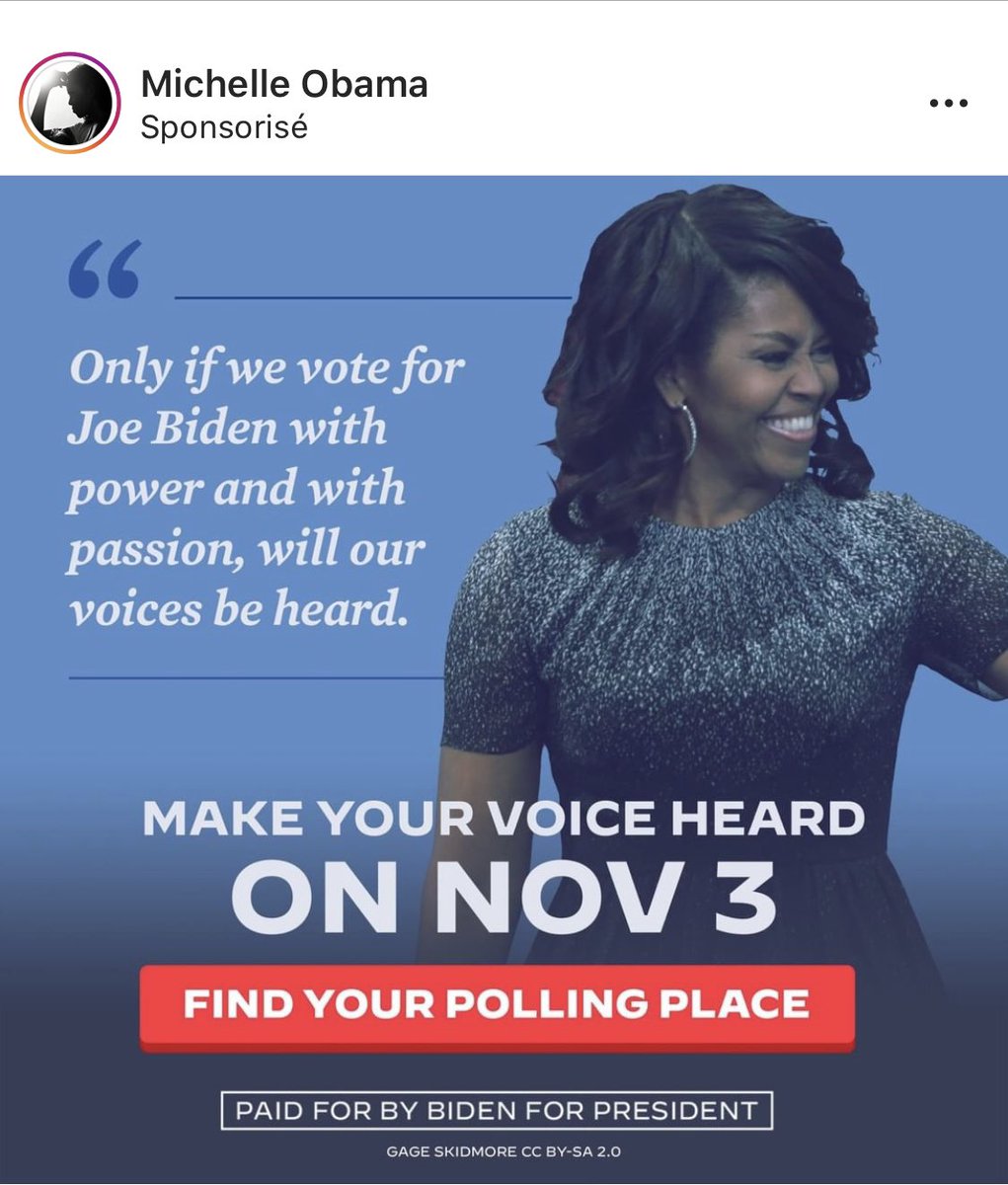 NadiaYonker's tweet photo. THREAD: #USElection 
Political ads I’ve been exposed to every day on social media since September 25th 👇🏾

#PresidentialElection2020  #PresidentialDebate2020 #Elections2020  #Politicalads #Biden #Trump #bidenharris #Debates2020 #TrumpPence2020  #MichelleObama https://t.co/FtXvQ6vesz