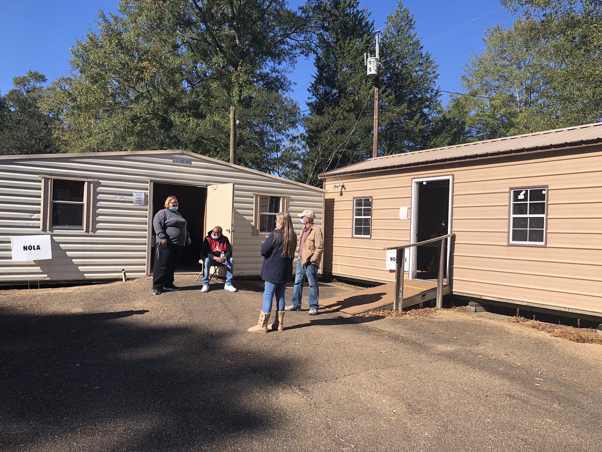 This is Sontag, MS. At the NOLA precincts, two trailers attached perpendicularly, black residents vote at one and whites at the other, I’m told, due to districting. “You watch,” one poll worker told me in a very, very quiet voice.