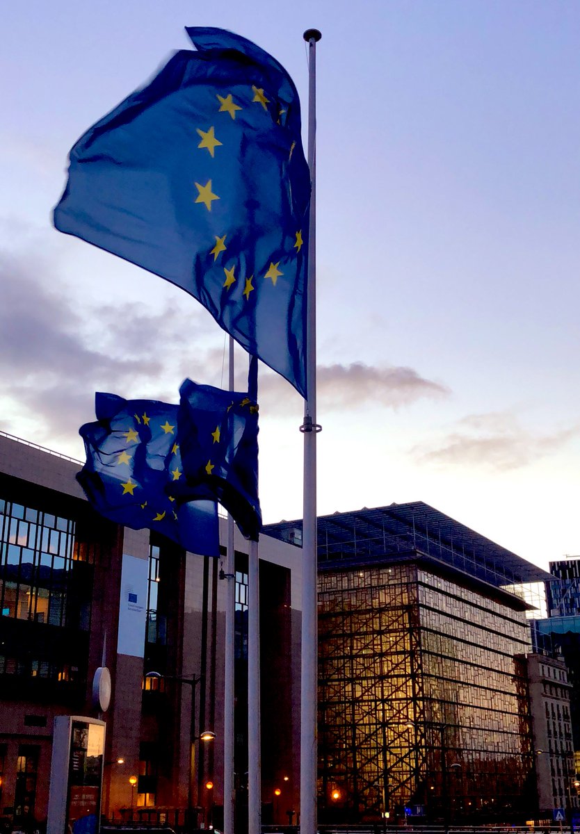 eucopresident's tweet photo. In memory of the victims of the terrorist attacks in #France and #Vienna, our flags @EUCouncil fly at half mast. 

All of Europe stands united in our fight against terrorism. 

Attacks against our fundamental values will never divide us. https://t.co/9ww3cZXgoo