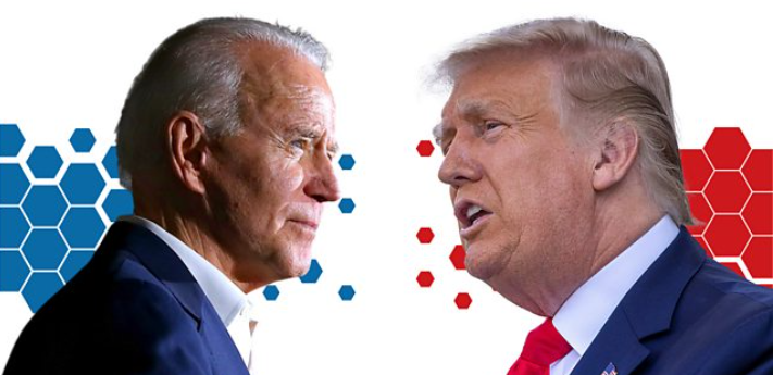 Former Vice President Joe Biden, left, and President Donald Trump, right.