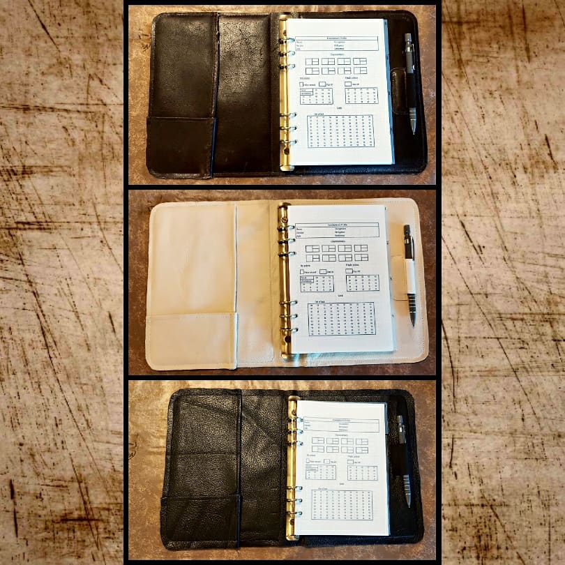 CallOfDice's tweet photo. Investigators need a place to gather their clues and notes, so @rinbeastie has been making journals for our players out of leather scrapped from old furniture!
How do you organise your character sheet and notes?
#ttrpg #CharacterJournal #RepurposedLeather #HandmadeJournal https://t.co/Ga0n34vXLP