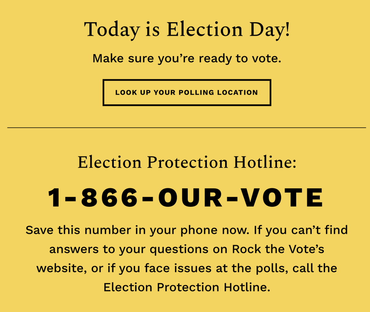 StellaAdlerNY's tweet photo. And @RockTheVote makes it easy to find your polling place wherever you are: https://t.co/7S4GfiVJdZ #ElectionDay #YourChoice #TalentIsInYourChoice https://t.co/xg2oIvNVPM