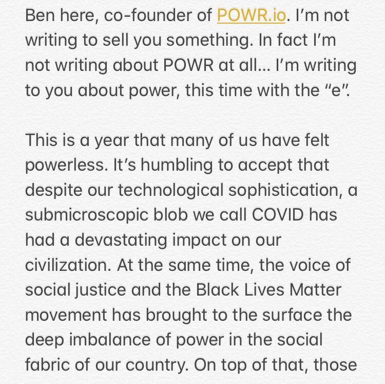 POWR_io's tweet photo. A message from POWR's Founder
#election #electionday #electionday2020 #vote https://t.co/Mv86Qs9jWo