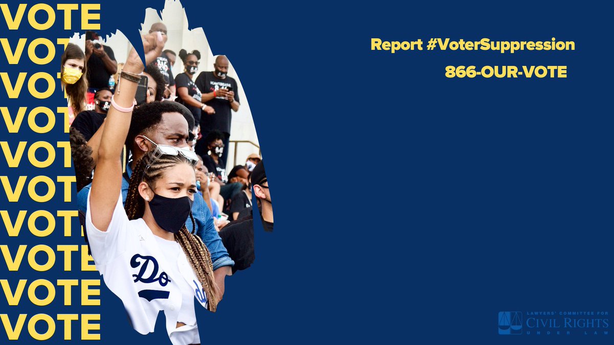 Image of Civil Rights Supporters overlaid with 866-OUR-VOTE and Lawyer's Committee for Civil Rights Under Law Logo