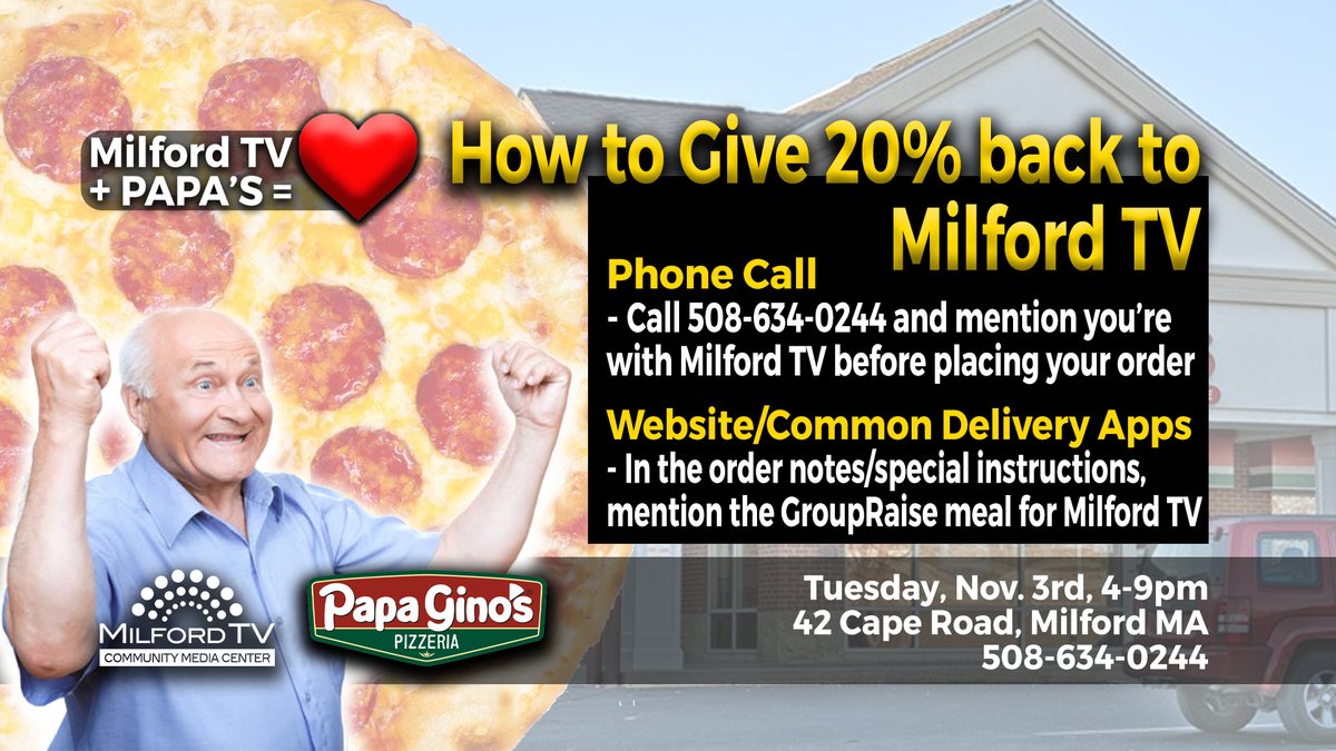 Milford_TV's tweet photo. TONIGHT! VOTE &amp; PIZZA. https://t.co/DZr3XBxUEZ