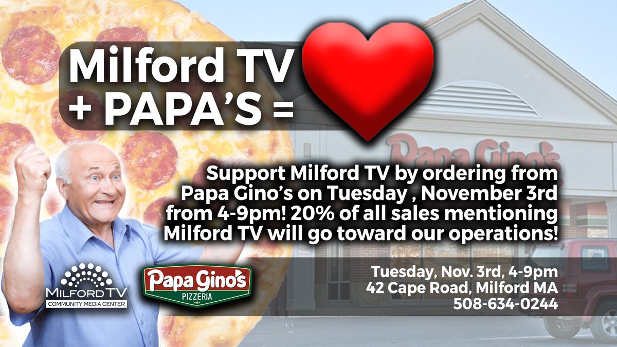 Milford_TV's tweet photo. TONIGHT! VOTE &amp; PIZZA. https://t.co/DZr3XBxUEZ