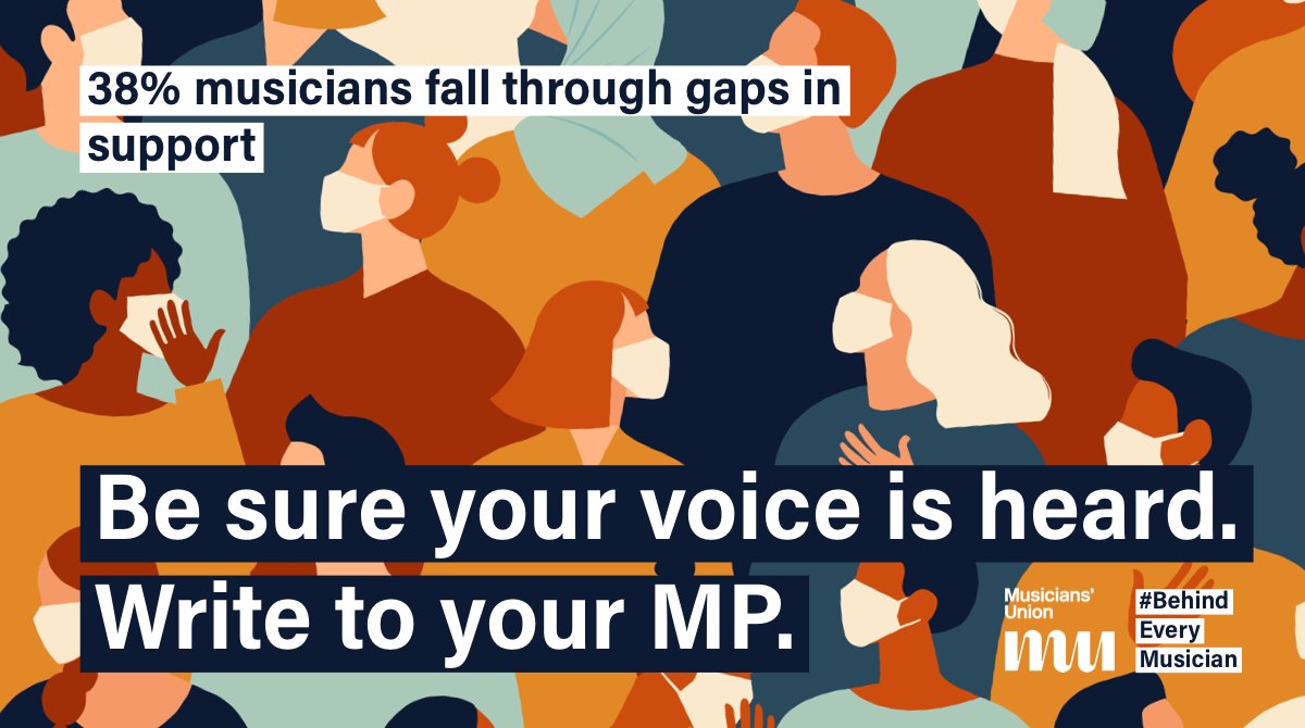 WeAreTheMU's tweet photo. 🚨 38% musicians fall through gaps in support

🚨 34% are considering abandoning their career in music

🚨 37% are not sure about their futures

No-one should be left behind by gaps in support. Write to your MP now  > https://t.co/YJECeWiaCA #MBN2020 https://t.co/Hi6WtnVwWd