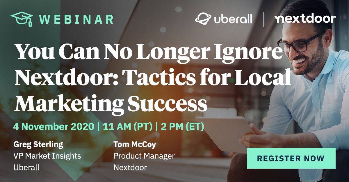 getuberall's tweet photo. Will you join us tomorrow? Learn how SMBs can use the @Nextdoor platform to truly win at #localmarketing.
Register now: https://t.co/0GjFWLpDqj
#SMB #smallbusinesssupport #localbusiness #nearmemarketing https://t.co/WcVCQxCzQx