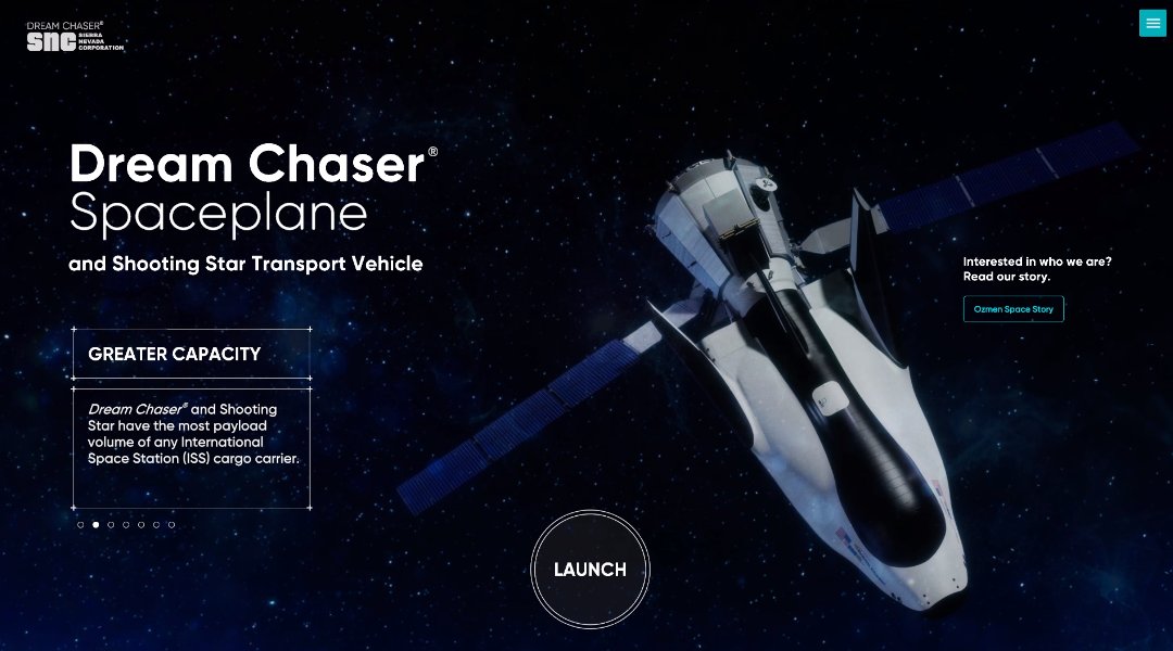 SierraNevCorp's tweet photo. Jump on a ride to space! SNC has a brand new interactive video to showcasing the Dream Chaser® spaceplane, along with highlighting its capabilities in low-Earth orbit. It lets users to click through the various steps of the mission, from launch to landing, https://t.co/8SM9d0TDpO https://t.co/sO6Q3HC1aH