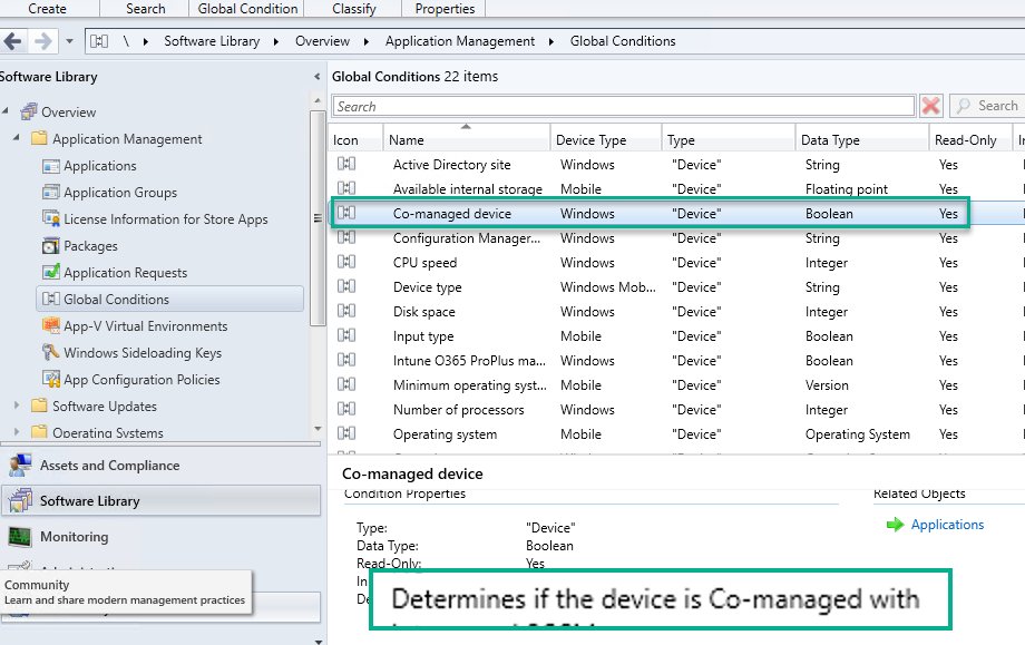 When did the Global Condition 'Co-managed device' sneak in? I honestly need to get out from under this rock! #ConfigMgr #MEMCM #CoManagement