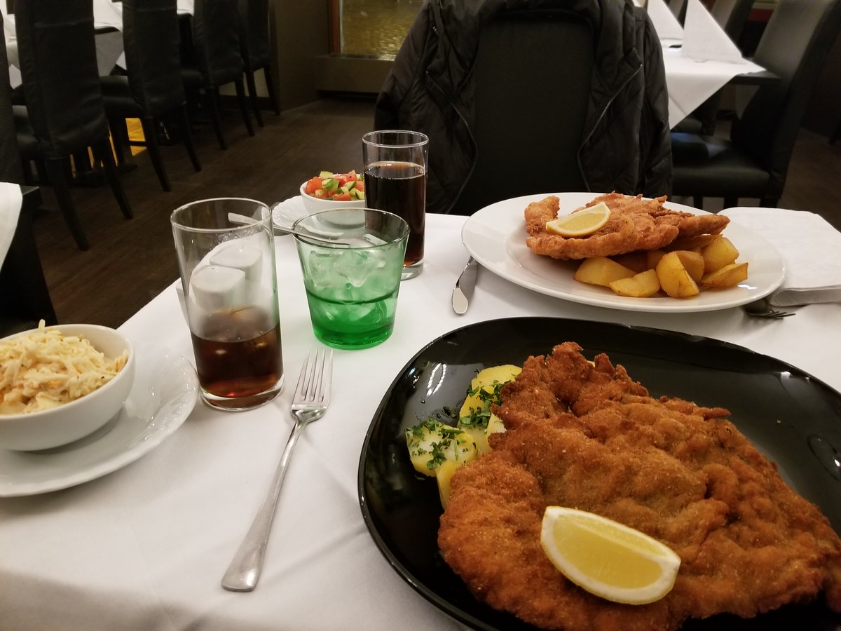 16.31c/ And, not to stray too far from being a brash American tourist, I need to show a picture of the wiener schnitzel I ordered from Alef-Alef. $20 and it covered the plate! I also went to museums, don't worry. But I ate like a king.