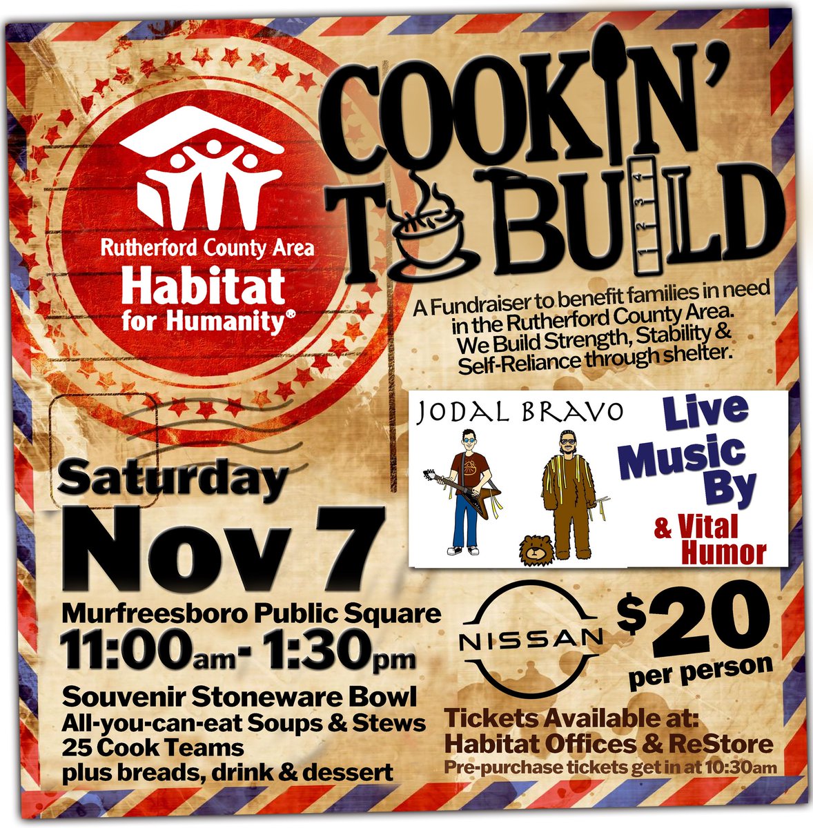 Ready for some community service, great music and some delicious food! Get your tickets and come support a worthy cause!