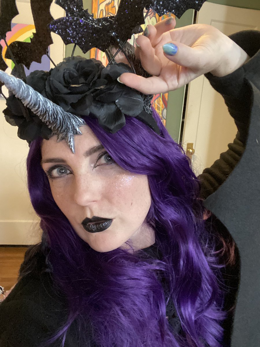 support_unicorn's tweet image. Late to the game with posting Halloween costumes, but here’s my baticorn! I am living for these dark unicorn vibes right now!