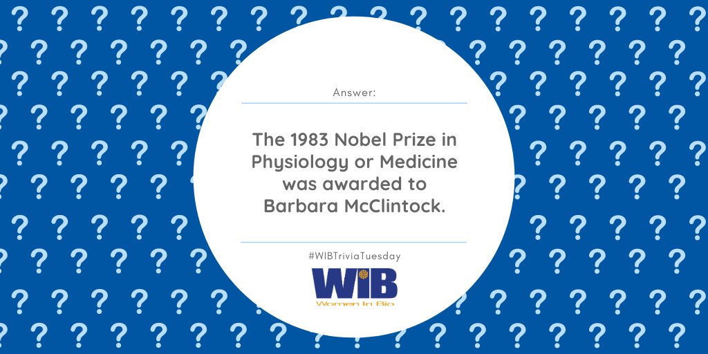 WomenInBio's tweet photo. Time's up! โ The 1983 #NobelPrize in #Physiology or #Medicine ๐ was awarded to Barbara McClintock. McClintock discovered ๐ฌtransposable #elements, which are #DNA sequences that can change their position within a #genome ๐งฌ
Join us again next week for another #WIBTriviaTuesday! https://t.co/f0gQtR67gN