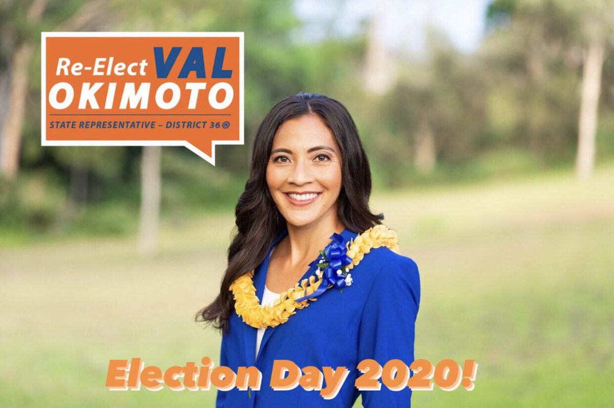 HAPPY #ELECTION DAY 2020!
EVERY #VOTE  COUNTS! Voting ends @ 7PM! Make your #voice heard & remember to #VOTEVAL! 😊🧡💙

#reelectrepokimoto #district36 #mililani #hawaii #ourcommunity #ourvoice