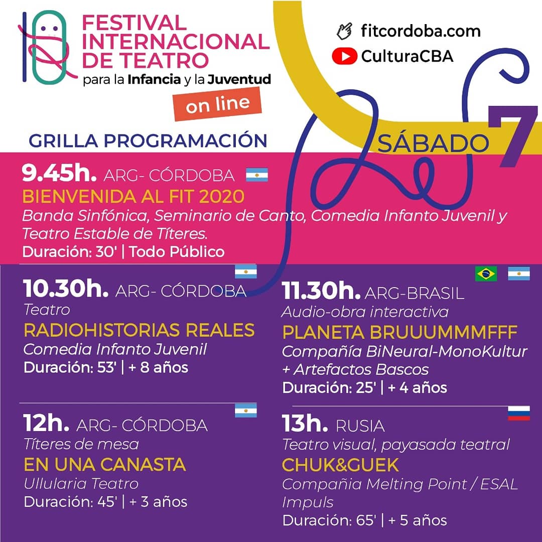 alTeatroReal's tweet photo. #Real2020
#RealEnCasa
#FITCba2020
💥Grilla de programación para el Sábado 7 de noviembre 💥
Todos las funciones gratuitas para disfrutar en tu hogar.
@AgCbaCultura
@raulsansica
@FesTeatroCba https://t.co/8fHQFYXvlu