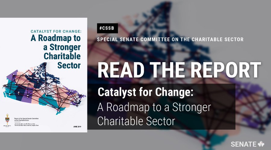 SenTMM's tweet image. Very proud that the #CSSB report, Catalyst for Change: A Roadmap to a Stronger Charitable Sector, has passed @SenateCA. We look forward to hearing how the government responds for a sector that is so in need of our help right now! #SenCA #cdnpoli bit.ly/3oTk5sv