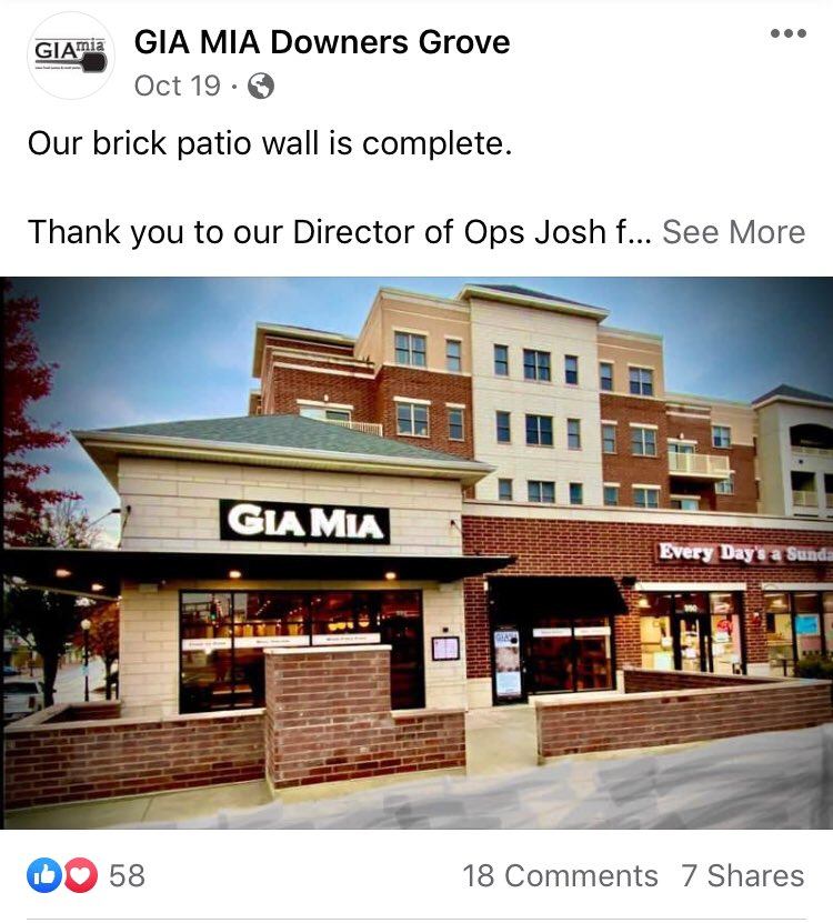 Next, I simply called the ice cream shop, explained the situation, and asked them about the bricks.They said the bricks were being used by the restaurant next door, GIA MIA, to build a patio.I was able to confirm this on the restaurant's Facebook page  https://www.facebook.com/giamiadownersgrove/posts/173476951158103