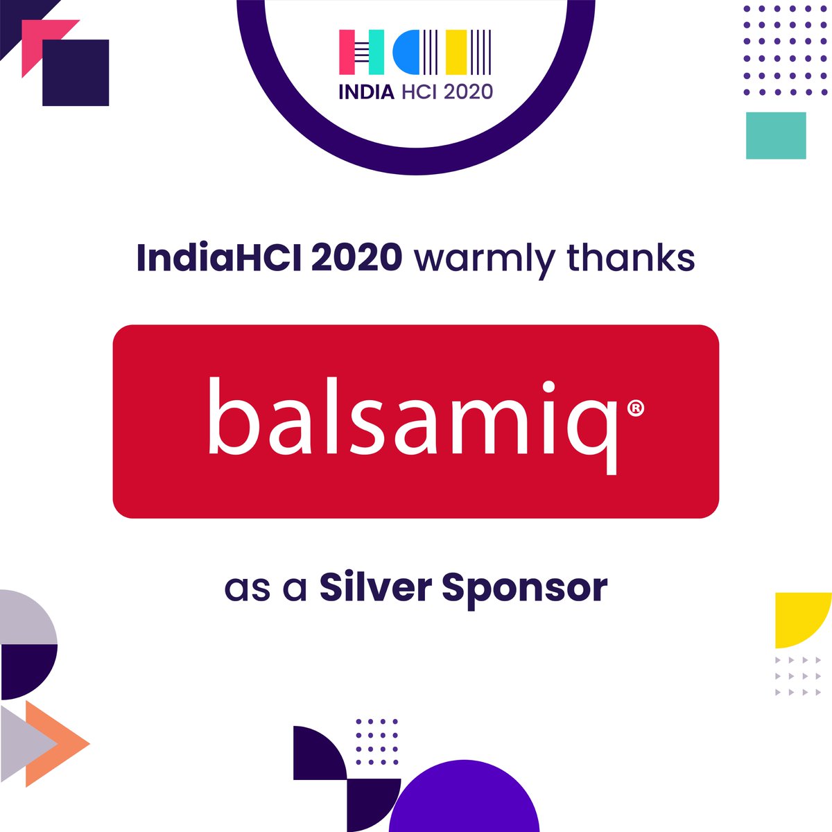 IndiaHCI_'s tweet photo. IndiaHCI 2020 is truly a community-supported event. We thank all our Sponsors- @copods, @balsamiq, NMIMS School of Design, @Techved and Friends - https://t.co/hK9XXV0GSM and @frogdesign for their warm support.
#InHCI20 #IndiaHCI #UX #Design #HCI #Reasons4IndiaHCI2020 https://t.co/17w8Cx7Dtn