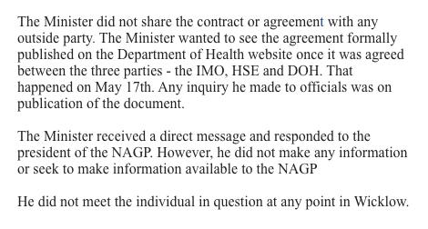 Postscript: this from Harris's spokesperson, saying the same thing in writing - Harris did not meet Ó Tuathail in Wicklow at any point, nor did he "make any information or seek to make information available to the NAGP"