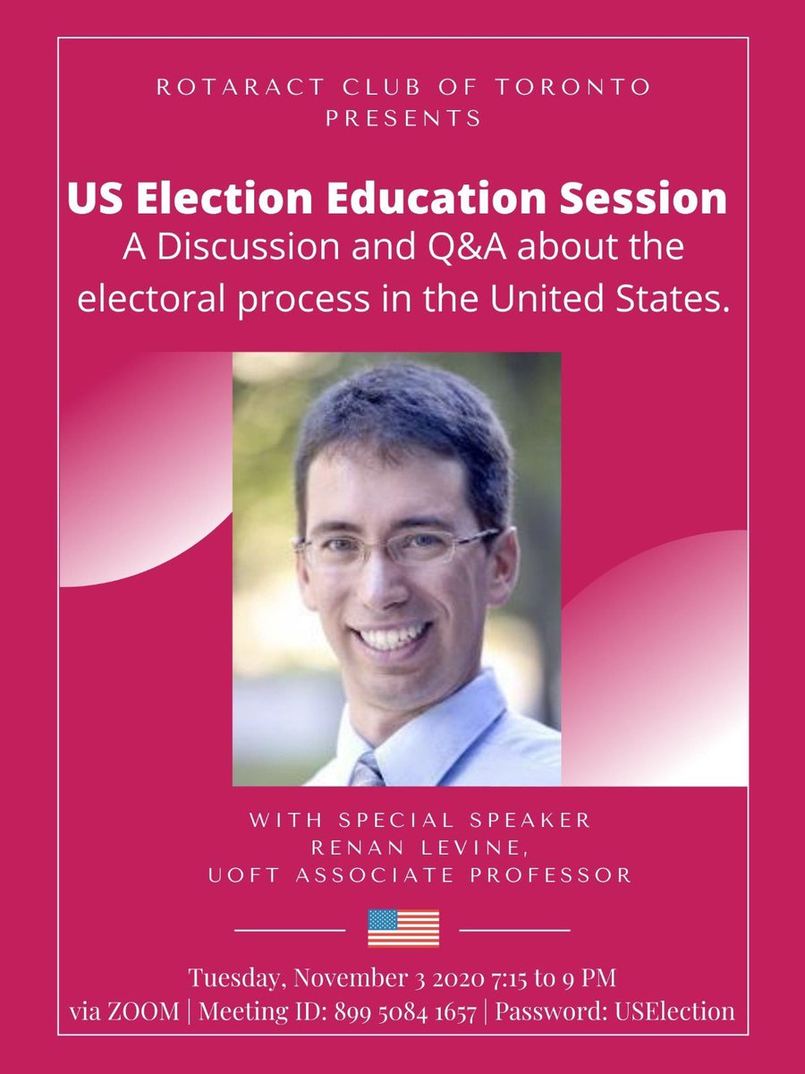RotaractTO's tweet image. We’re hosting an education session on the US electoral process tonight. We hope to see you there.

#USAElections2020
