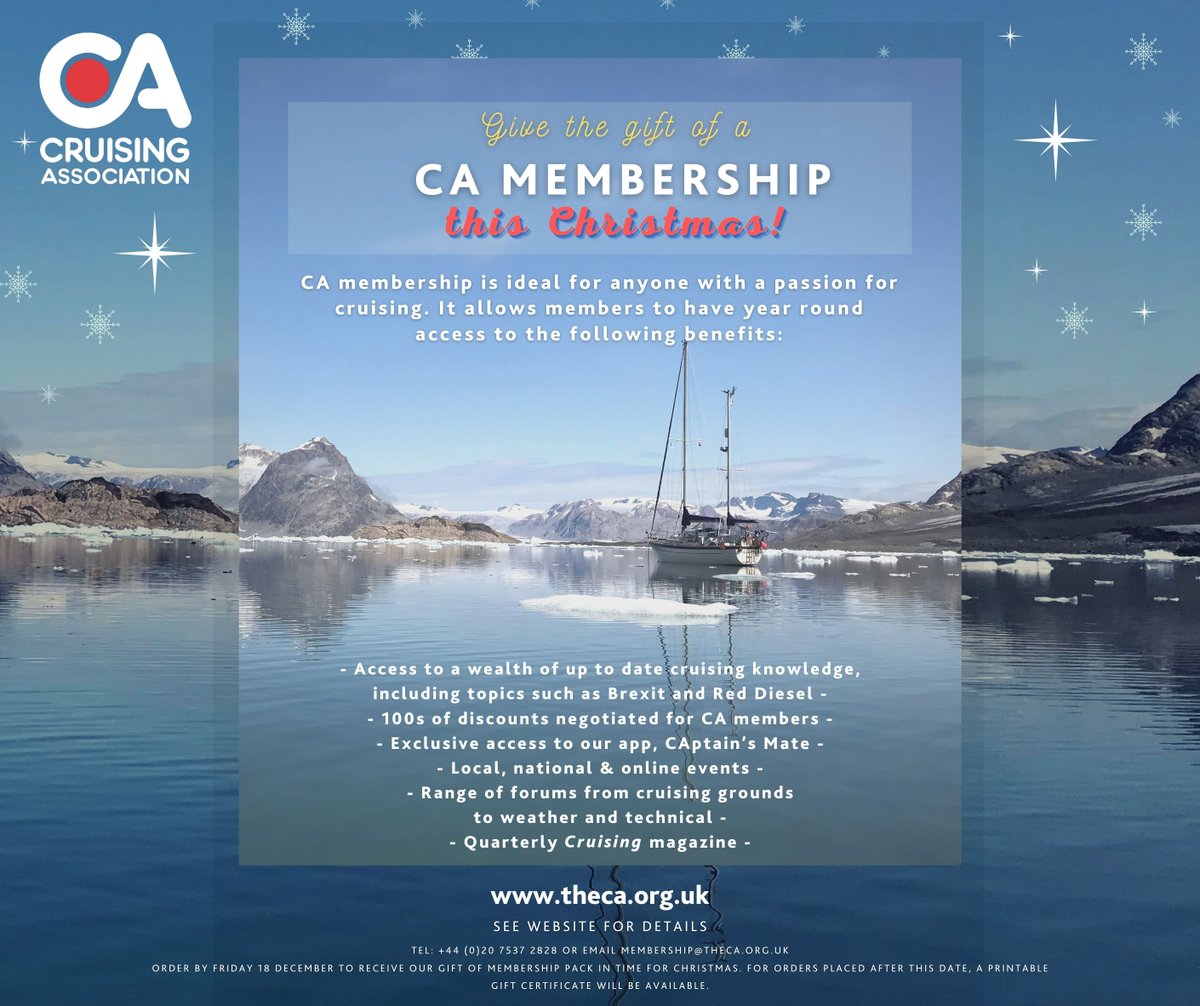 Cruising_Assoc's tweet photo. 🤶MAKE IT A CA CHRISTMAS!
Why not give the gift of CA membership? We have attractive Xmas offers for members buying a gift membership for a non-member &amp; we've cancelled the joining fee for non-members. It's all here:
https://t.co/QYBsFo1qGH
#CAXmas #CAMemberBenefit #CAXmasoffers https://t.co/Vtg0IYbPVP