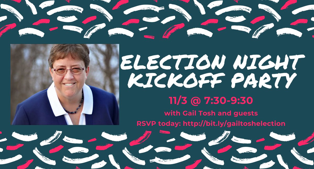 gailtosh's tweet photo. Kick off election night with us! Join us for a Zoom party to check in on the numbers, celebrate a campaign well run and talk about how we carry this momentum forward after the polls close. 
RSVP now: https://t.co/aEGr3WcwM3 https://t.co/Afzknip9X8