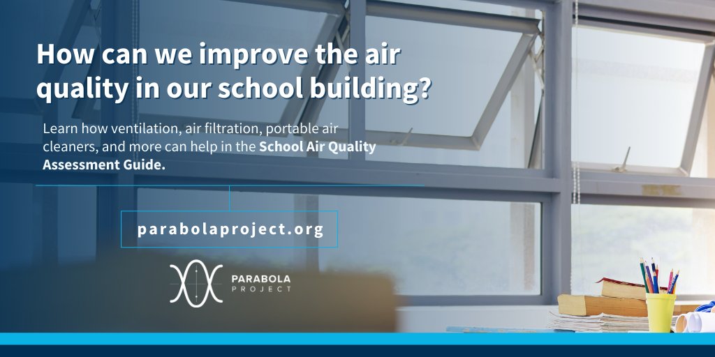 LearningAccel's tweet photo. How can school leaders improve the air quality in their school building to reduce #COVID19 transmission? Check out @ParabolaProject's free School Air Quality Assessment Guide to learn how ventilation and other strategies can help. Access: https://t.co/aa2ehS3ekY #K12 https://t.co/QNr1WsNB6q