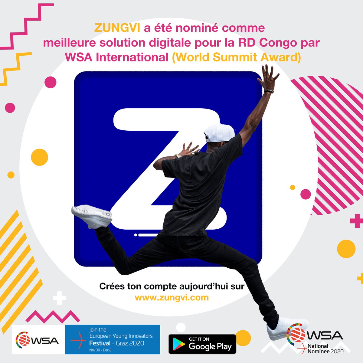 zungviapp's tweet photo. We are very pleased to announce that Zungvi was nominated as best national digital solution for the DR Congo for the international WSA in the learning and Education category. Don't have an account yet? Create one on https://t.co/BaRqsZ4SaW. #WSA2020, #UNDGs @WSAoffice https://t.co/Ykuja2E2sZ