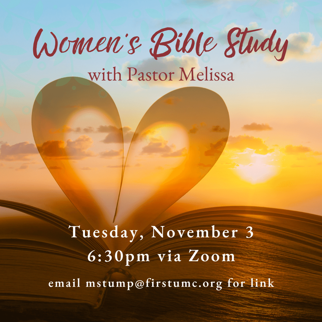 1stLKLD's tweet photo. Remember, the Pastors' Bible Studies are tonight at 6:30pm via Zoom.

Melissa will lead a Bible study for women of all ages.

David will lead a Bible study for men of all ages.

Email the pastors or GroupLife@firstumc.org for the Zoom information. https://t.co/eLtA9H4HFK