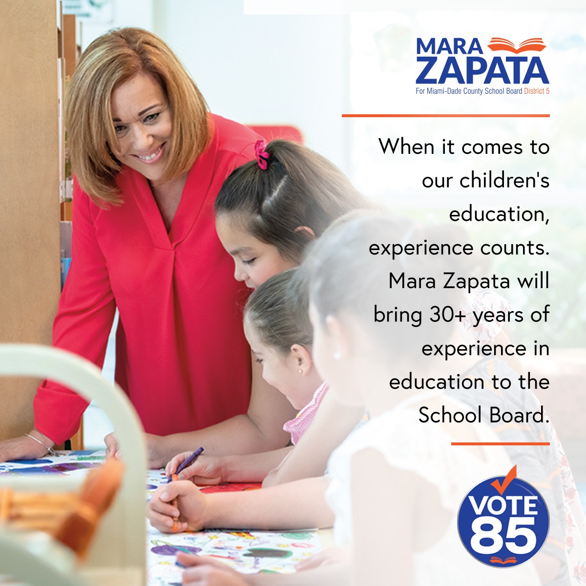 ElectMaraZapata's tweet photo. The most magical place is an inviting classroom where an enthusiastic teacher is educating happy students and as a School Board Member, it will be my highest priority to foster that environment in every one of our schools. I am Mara Zapata and I hope I can count on your #VOTE .🙏🏻 https://t.co/3tVTePmMOt
