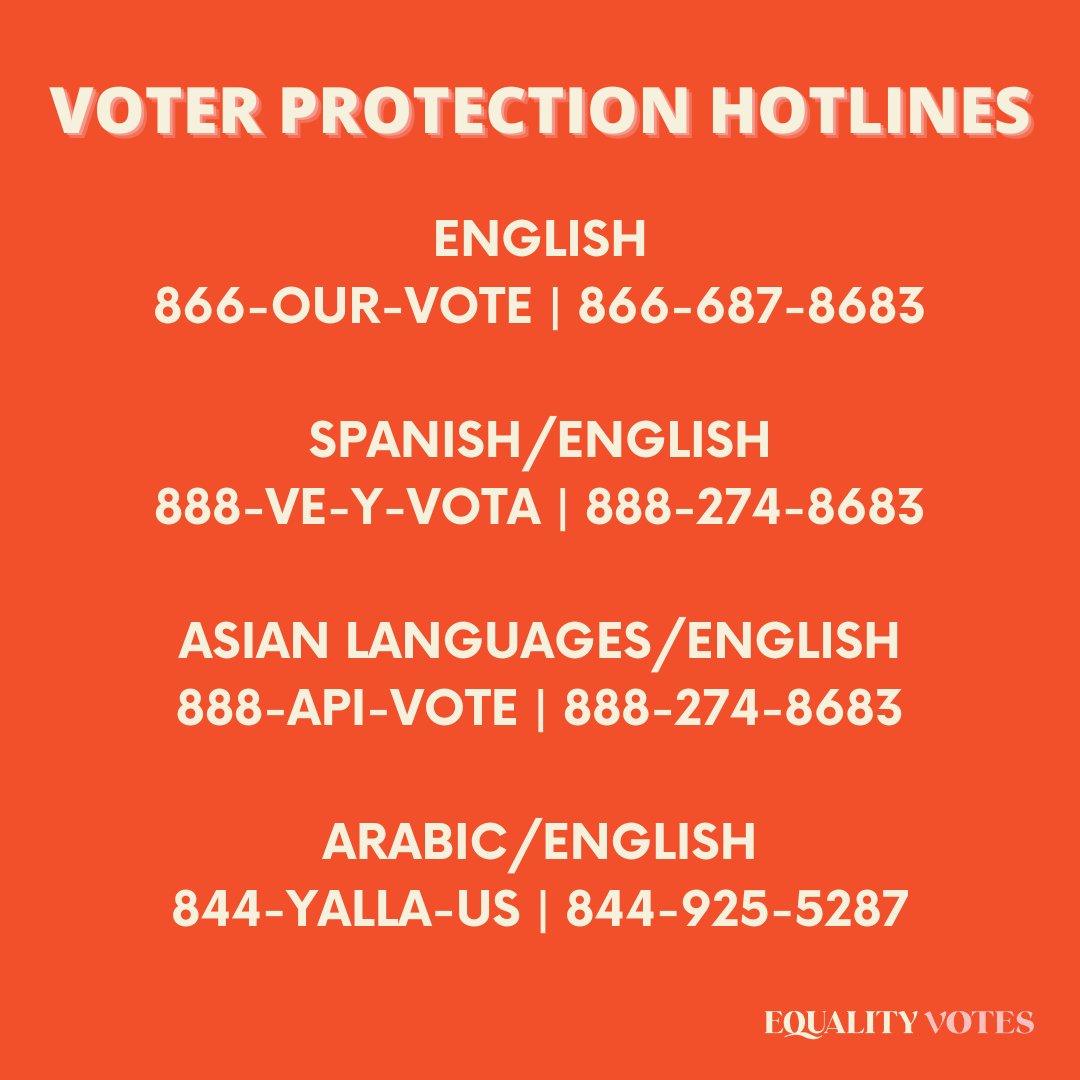 No115CSUFC's tweet photo. If you experience or witness any kind of voter intimidation of the polls, please call the appropriate phone number. Do not tolerate any threat to your RIGHT to vote. https://t.co/0B5WW4aqmI
