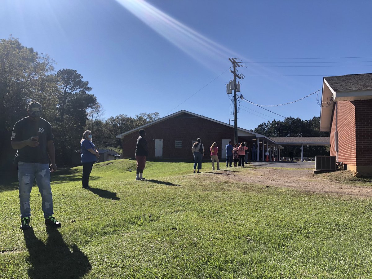 Y’all I’ve been on some BACK roads but now I’ve arrived at one of the larger Pike precincts at Navilla Baptist Church in McComb where there’s a significant line at 1:30pm.