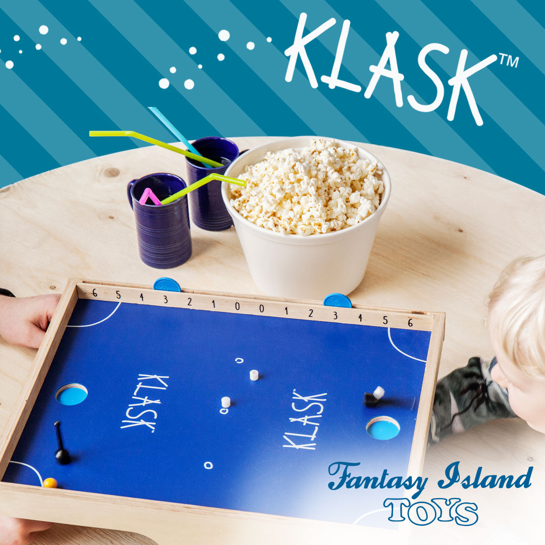 Sturdy tabletop games like this one make a beautiful, hands-on centerpiece!
 #FantasyIslandToys #shoplocal #shopsmall #shopfairhope #downtownfairhope #fallintofairhope #kidsgiftideas #toys #gifts #Klask #asmodee_usa #tabletopgames