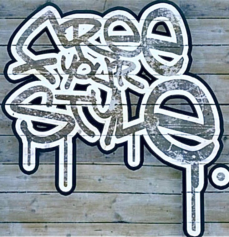 He took inspiration from the album cover as he was also a Graff artist & knew I loved the style.We changed it 2 yrs ago to something more modern But I do miss this old one. Reminds me of our roots on the underground scene. 