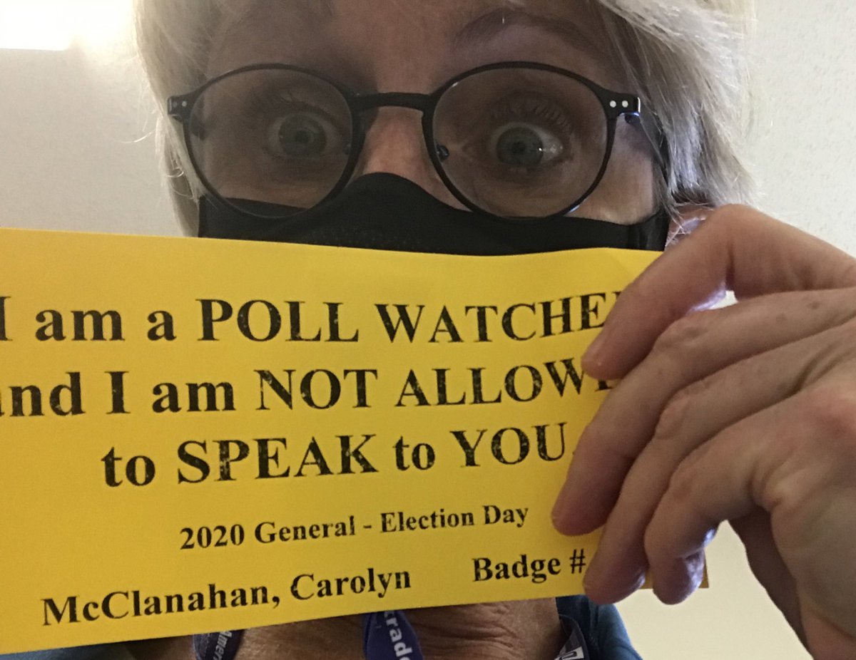 CarolynMcC's tweet image. Eight hours down and four to go!!! Getting punchy. #PollWatcher #Elecciones2020 #Elections2020 
#BidenHarris2020