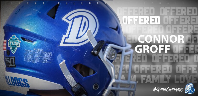 Very excited to receive an offer to play football at Drake University! Thank you <a href="/WillieCashmore/">Willie Cashmore</a> <a href="/DrakeBulldogsFB/">Drake Football</a>