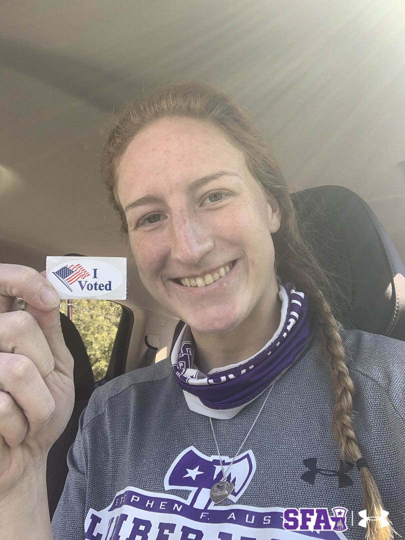 SFA_Athletics's tweet photo. 'JACKS at the polls!

#Lumberjacksvote
#AxeEm https://t.co/FUfhOkpvjh