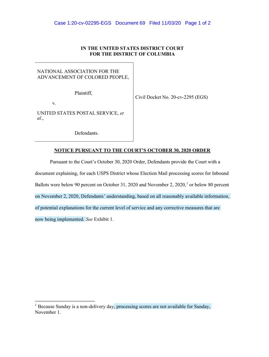 80% on Nov 2, 2020 “Defendants’ understanding, based on all reasonably available information, of potential explanations for the current level of service and any corrective measures that are now being implemented” https://ecf.dcd.uscourts.gov/doc1/04518145850Exhibit https://ecf.dcd.uscourts.gov/doc1/04518145851