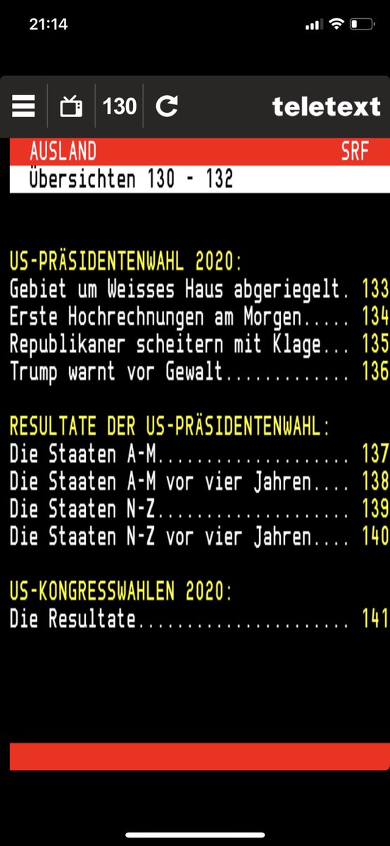 Auch der Teletext ist parat für die Wahlnacht #ElectionDay  <a href="/srfnews/">SRF News</a>