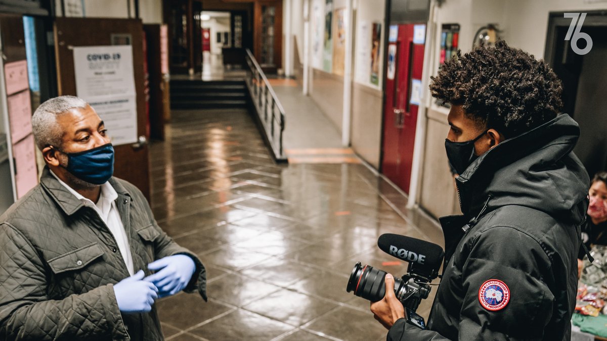 sixers's tweet photo. .@MatisseThybulle made it a point today to meet with local poll workers &amp; voters. 🗳 https://t.co/jA32W6qQjL
