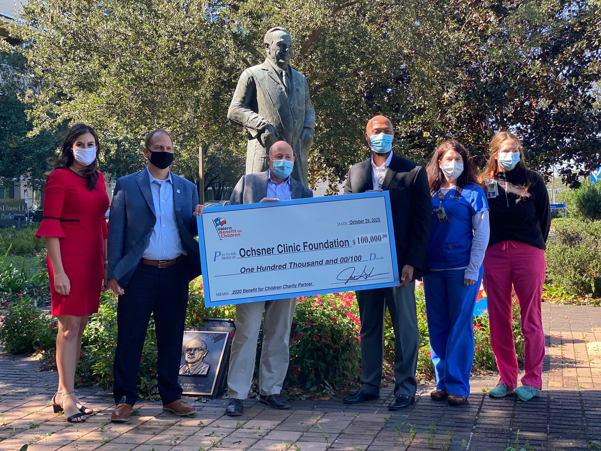 OchsnerHealth's tweet photo. Special thanks to the @ValeroEnergy Foundation for their incredible donation of $100,000 to Ochsner Hospital for Children. Thank you for believing in our work as we continue to help children and change lives when the need has never been greater. #FueledByGiving https://t.co/Z0EchNZwR9