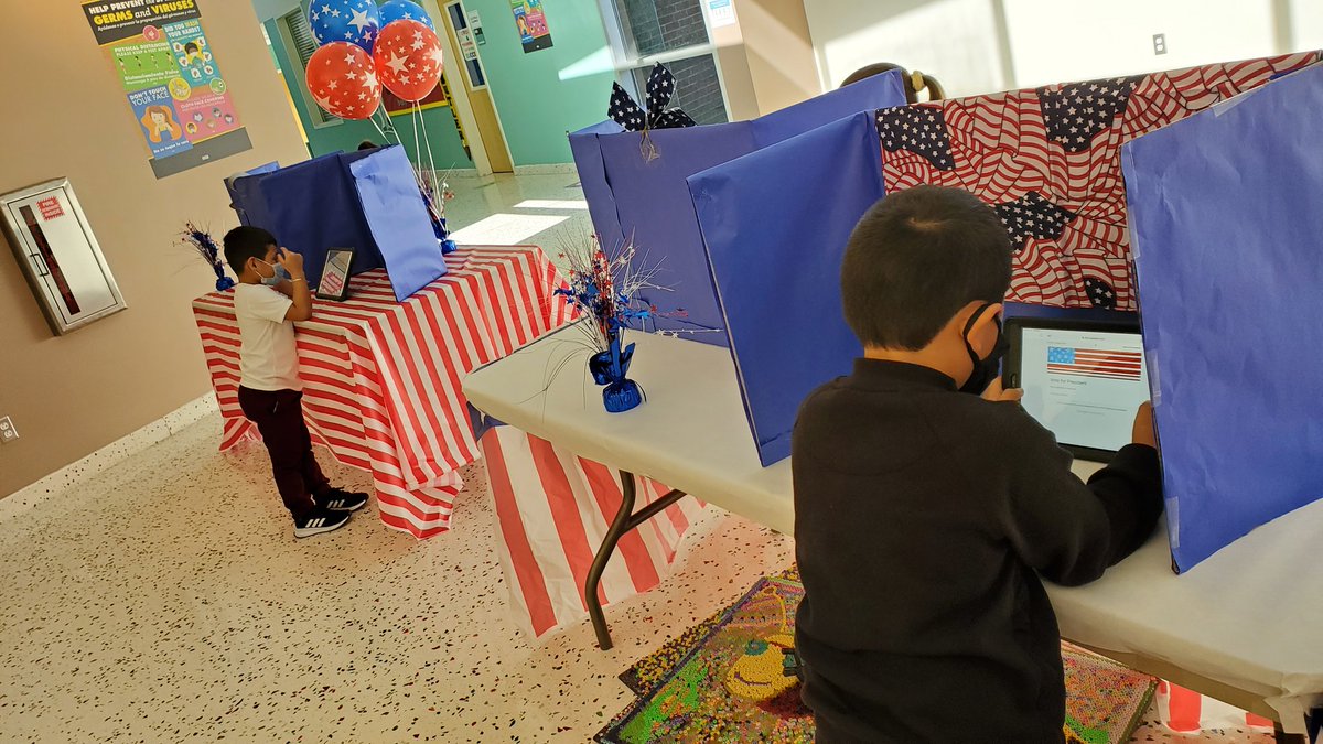 My class enjoyed voting for our next leader! Shout out to 5th grade for making it possible! <a href="/MorenoMustangs/">Joe E. Moreno ES</a>