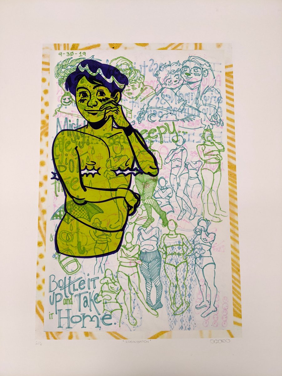 I finished my printmaking series I've been working on for the past couple of months! Here are some of my better ones + I'm putting the rest in the thread ~_~ 