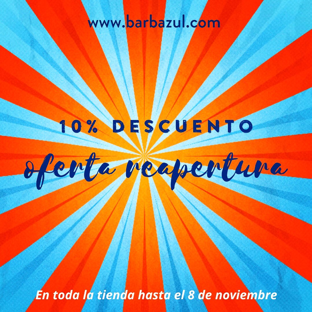 BarbazulShop's tweet photo. Todavía no te has enterado? Hasta el final de esta semana tenemos descuentos en toda la tienda. Ven a visitarnos y regálate algo. Tú lo vales 💙 https://t.co/U7wbkNNnbw