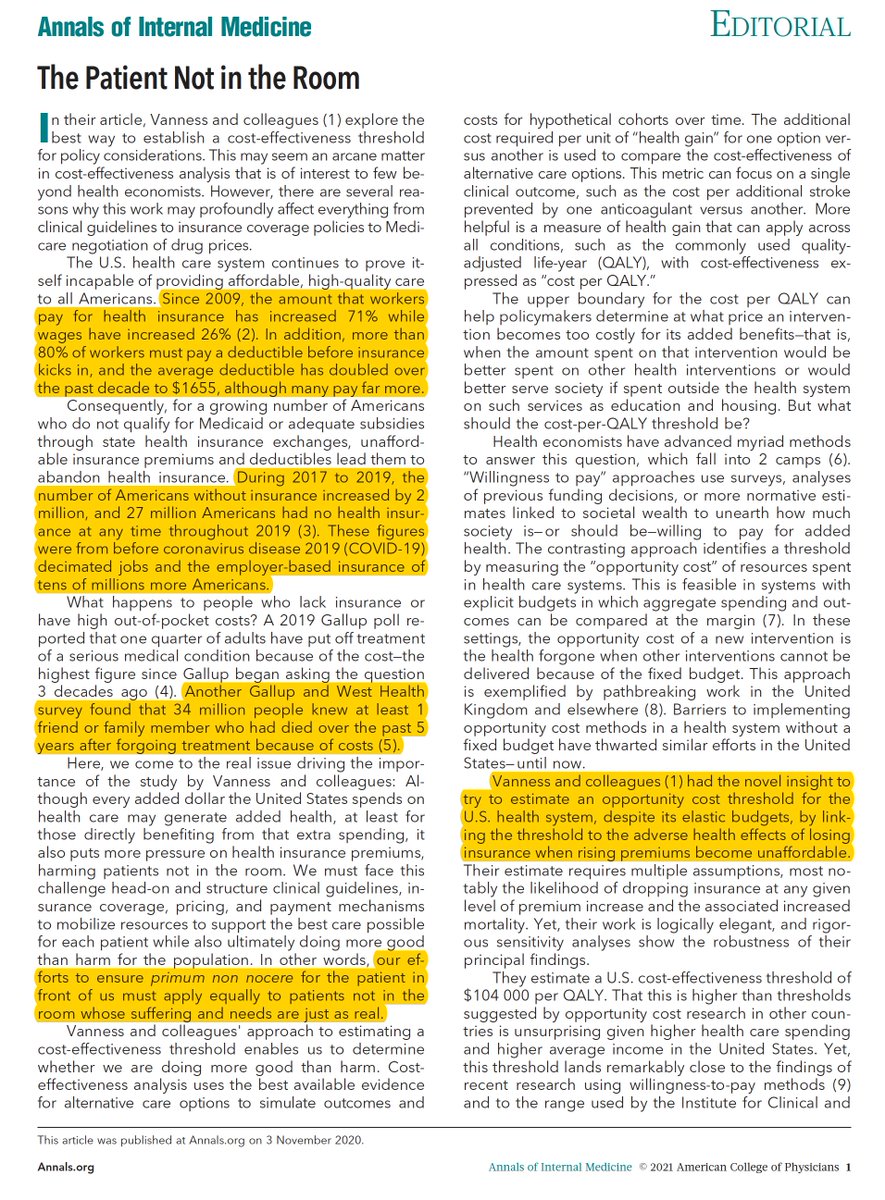 The paper is superbly written–almost conversational. The Discussion is nuanced and immensely informative.  https://tinyurl.com/y5432xj7&nbsp;I’d also encourage you to read the accompanying editorial by Steve Pearson of  @icer_review, in which he shares his unique insight on the topic. 11/