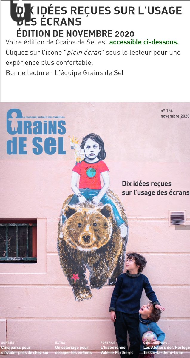Psy_Lyonnaise's tweet photo. Retrouvez mon itw sur les #enfants/#écrans
En une géné­ra­tion, tout a changé. Les enfants d’aujourd’­hui se fami­lia­risent tôt avec les écrans. Faut-il s’en inquié­ter ? #graindesel https://t.co/k4a9Nw5z6r https://t.co/raCJXgLLon