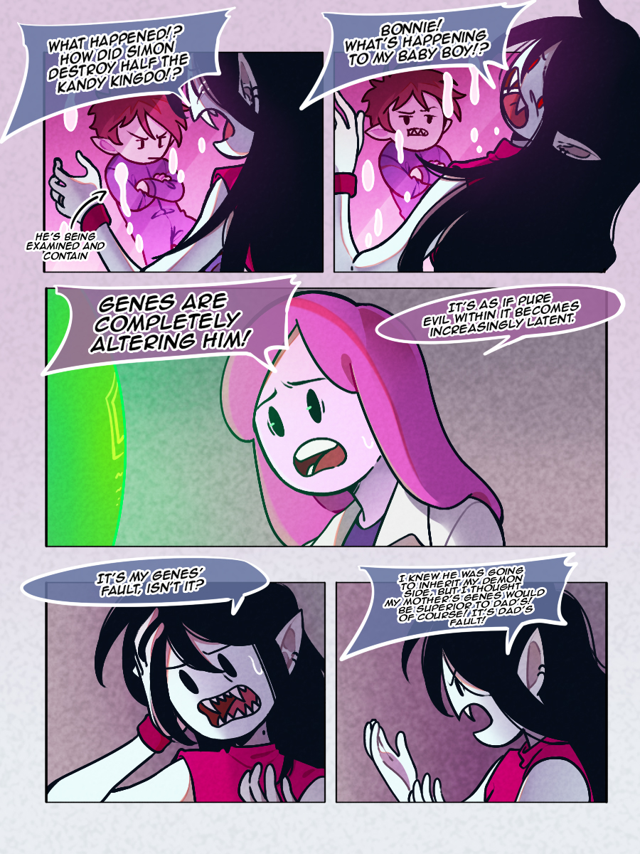 In the last chapter of Simon Abadeer, I had mentioned that Simon almost destroyed the Sweet Kingdom... That event takes place here.

#Bubbline #AdventureTime #SimonAbadeer 