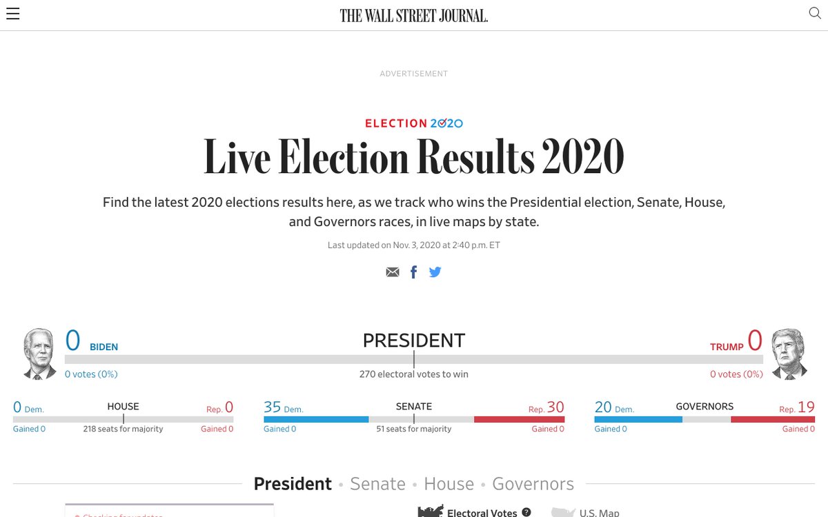 Here are two big ones.  The New York Times:  https://www.nytimes.com/interactive/2020/11/03/us/elections/results-president.html with a promising "How the vote count is progressing" section & 4 different kinds of maps The Wall Street Journal:  https://www.wsj.com/election-results-2020/ with a neat cartogram (Thanks for the hint,  @simoneb_!)